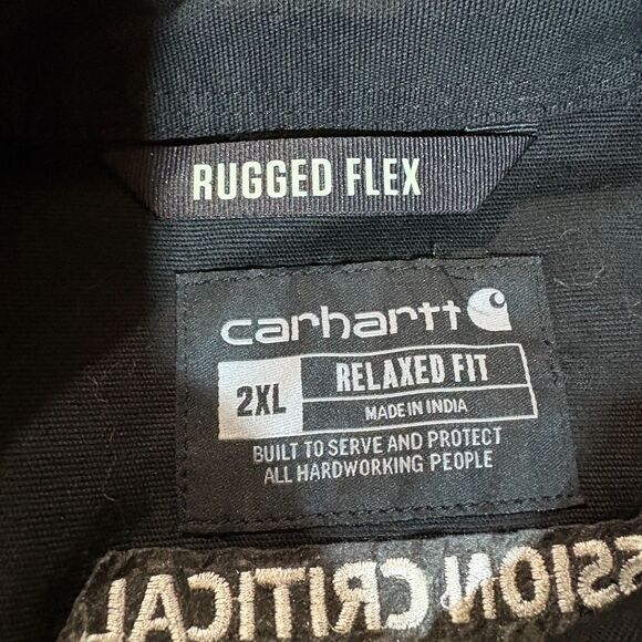 Carhartt Rugged Flex Relaxed Fit XXL Work Shirt Black Short Sleeve WEITZ - Picture 4 of 8